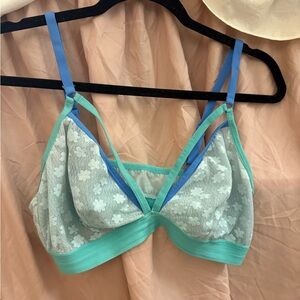 Colsie Floral Lace Bralette in Blue and Green